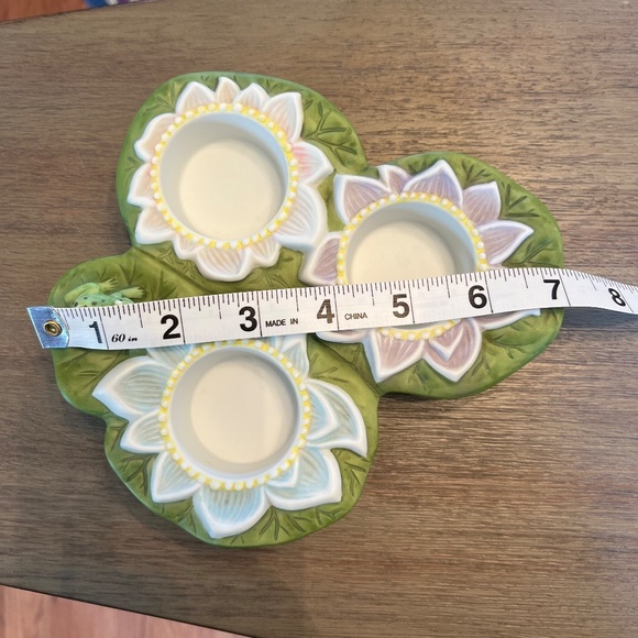 Partylite Pond Lily Pad Frog Lotus Flower Tealights Candle Holder - Picture 6 of 10